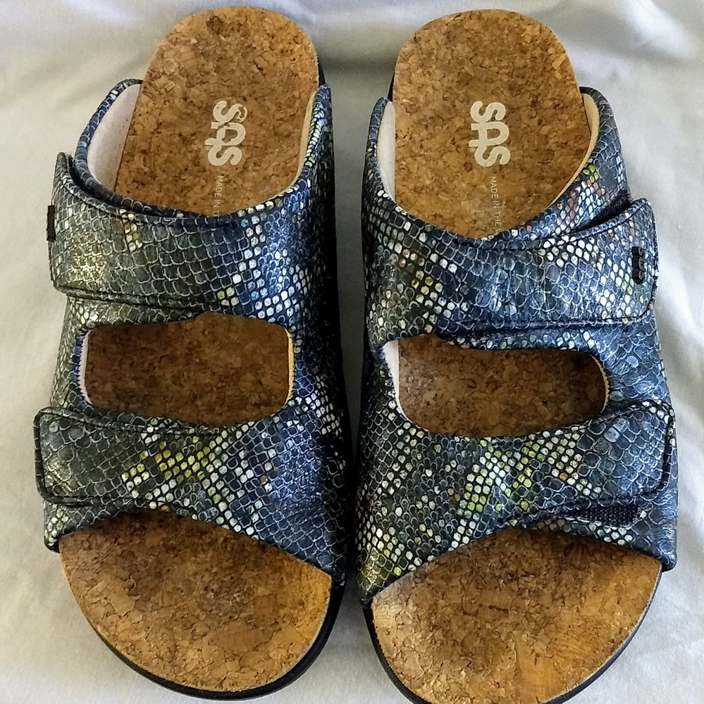 SAS Multisnake Navy Blue Slip On Shoes Size 7.5M